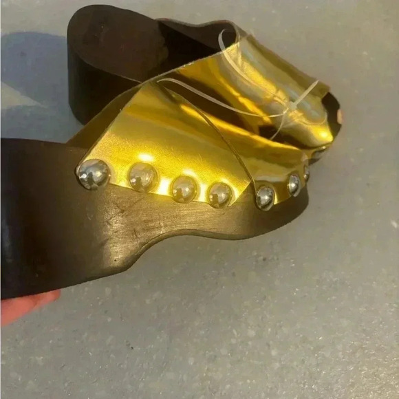 Ganni Gold and Black Mules - Picture 7 of 9